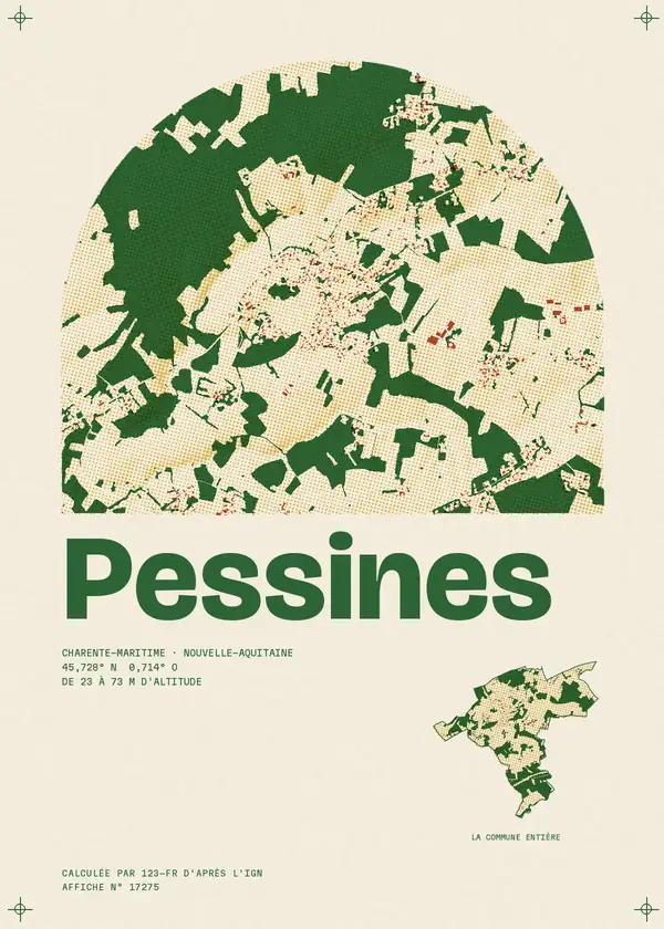 Affiche de Pessines, calculée par 123-fr d'après l'IGN