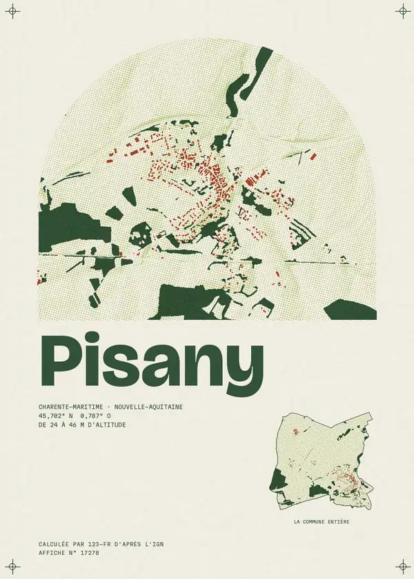 Affiche de Pisany, calculée par 123-fr d'après l'IGN