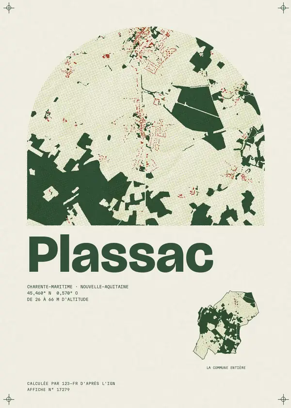Affiche de Plassac, calculée par 123-fr d'après l'IGN