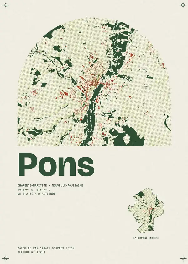Affiche de Pons, calculée par 123-fr d'après l'IGN