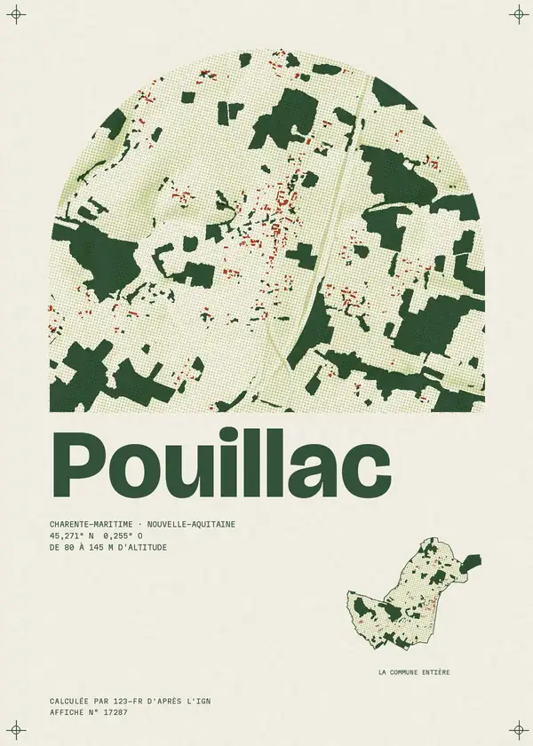 Affiche de Pouillac, calculée par 123-fr d'après l'IGN