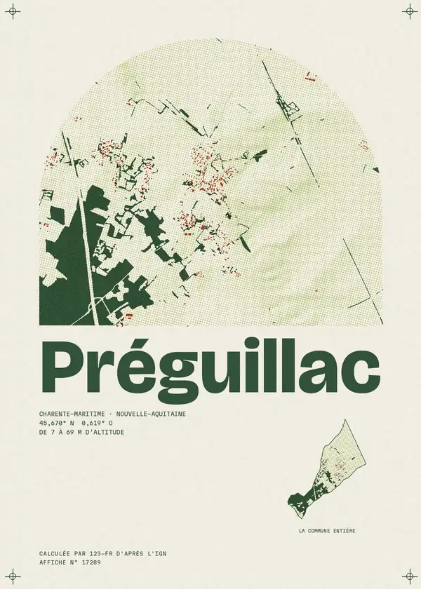 Affiche de Préguillac, calculée par 123-fr d'après l'IGN