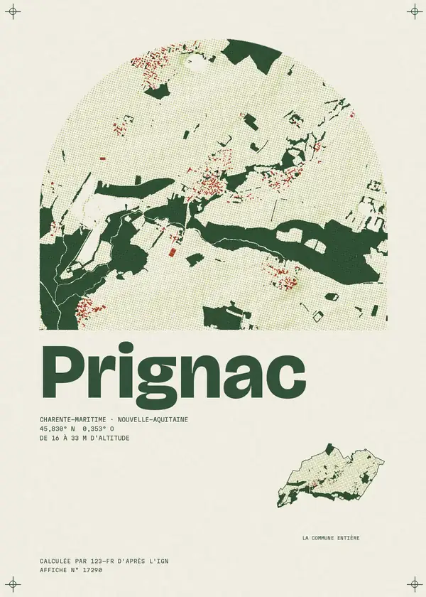 Affiche de Prignac, calculée par 123-fr d'après l'IGN