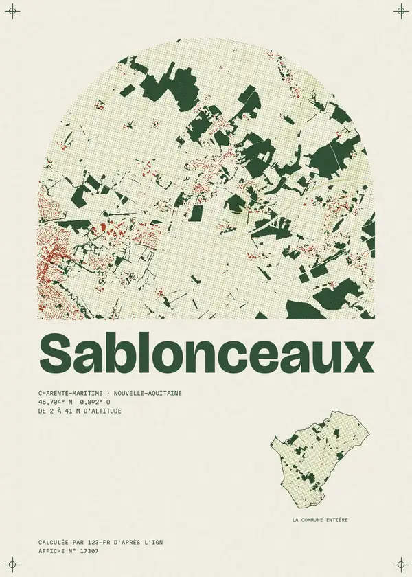 Affiche de Sablonceaux, calculée par 123-fr d'après l'IGN