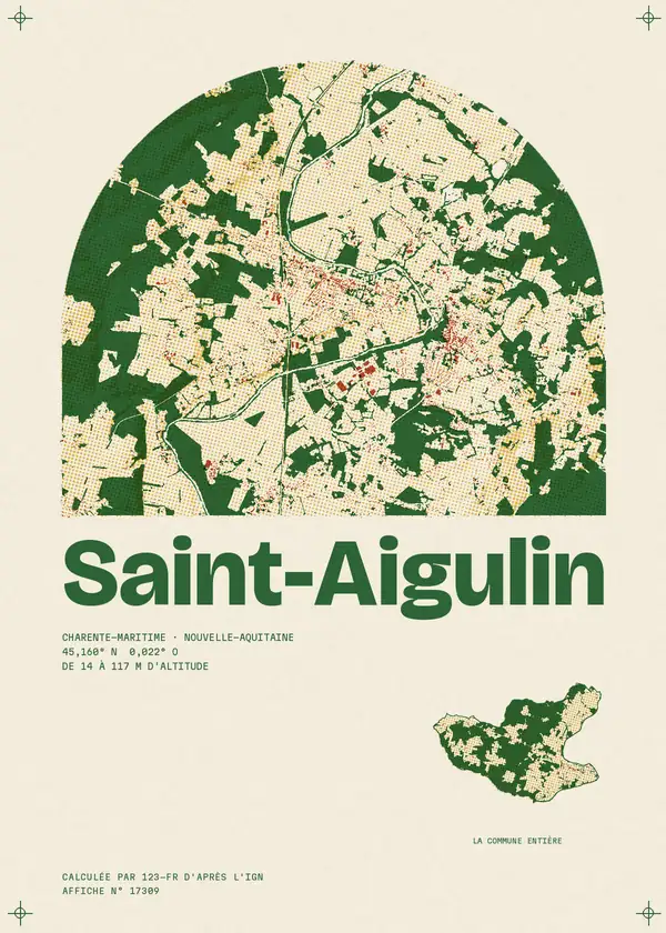 Affiche de Saint-Aigulin, calculée par 123-fr d'après l'IGN