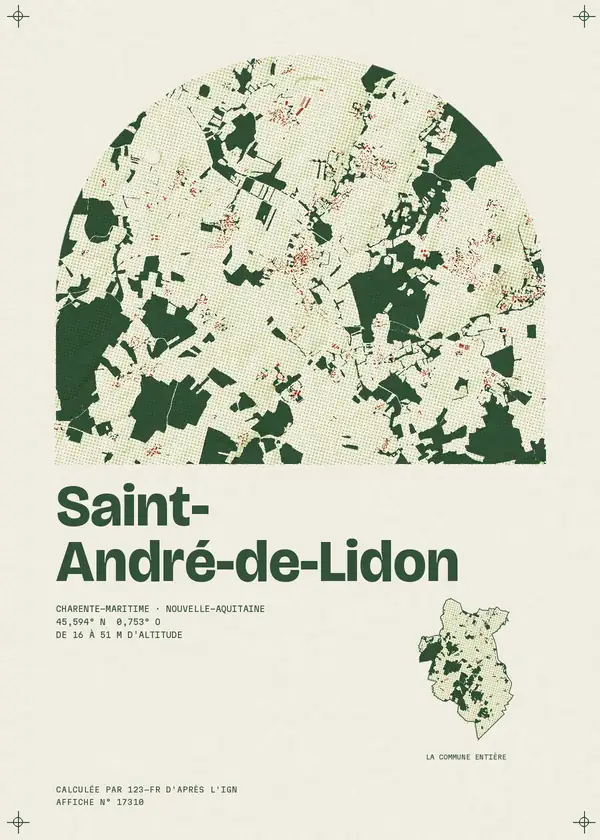 Affiche de Saint-André-de-Lidon, calculée par 123-fr d'après l'IGN