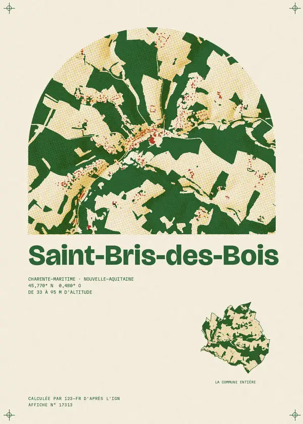 Affiche de Saint-Bris-des-Bois, calculée par 123-fr d'après l'IGN