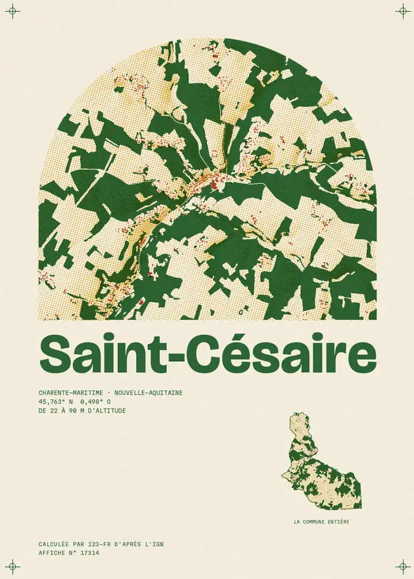 Affiche de Saint-Césaire, calculée par 123-fr d'après l'IGN
