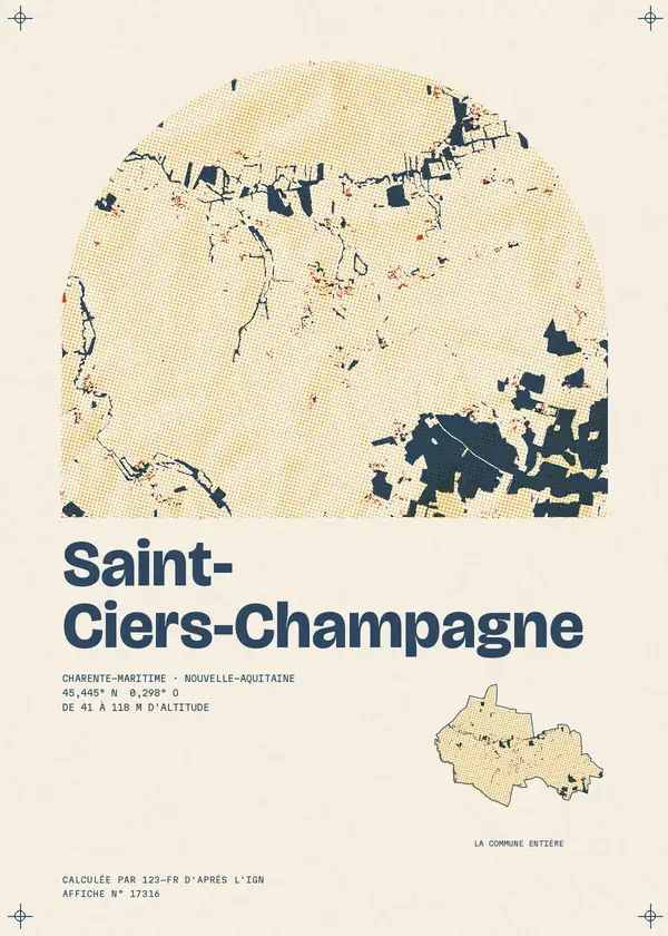 Affiche de Saint-Ciers-Champagne, calculée par 123-fr d'après l'IGN