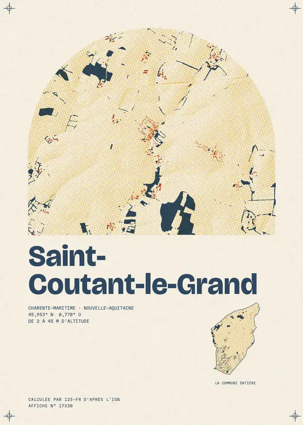 Affiche de Saint-Coutant-le-Grand, calculée par 123-fr d'après l'IGN