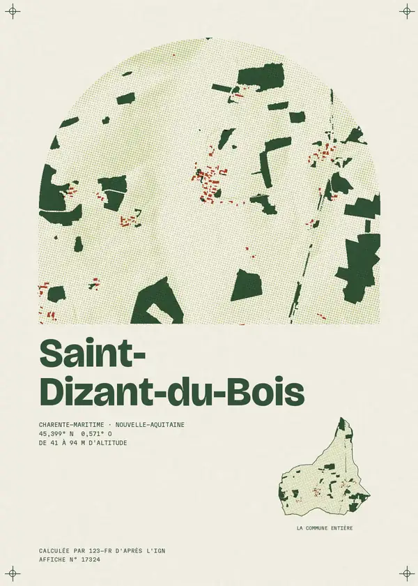 Affiche de Saint-Dizant-du-Bois, calculée par 123-fr d'après l'IGN