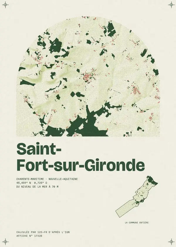 Affiche de Saint-Fort-sur-Gironde, calculée par 123-fr d'après l'IGN