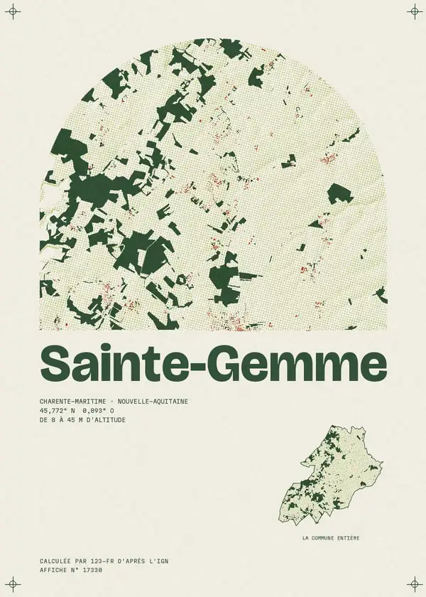 Affiche de Sainte-Gemme, calculée par 123-fr d'après l'IGN