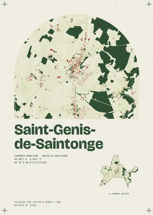 Affiche de Saint-Genis-de-Saintonge, calculée par 123-fr d'après l'IGN