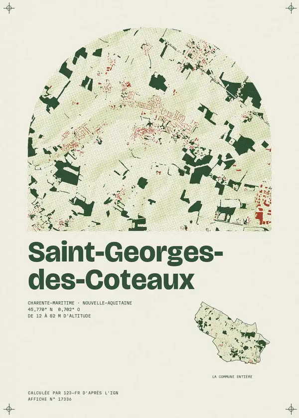 Affiche de Saint-Georges-des-Coteaux, calculée d'après l'IGN