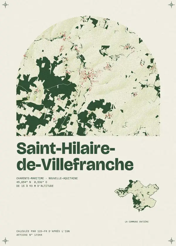 Affiche de Saint-Hilaire-de-Villefranche, calculée par 123-fr d'après l'IGN