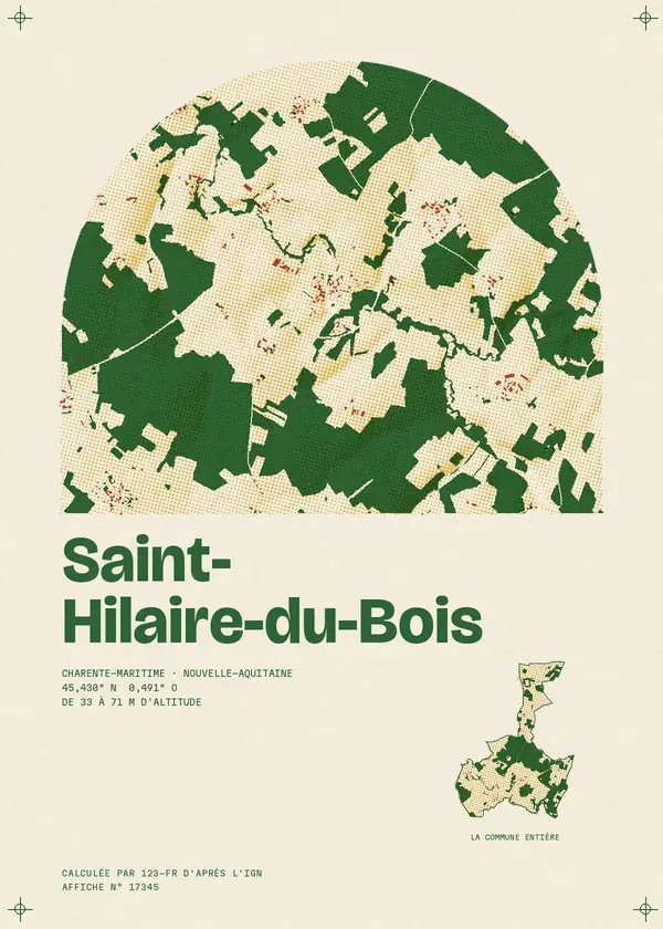 Affiche de Saint-Hilaire-du-Bois, calculée par 123-fr d'après l'IGN