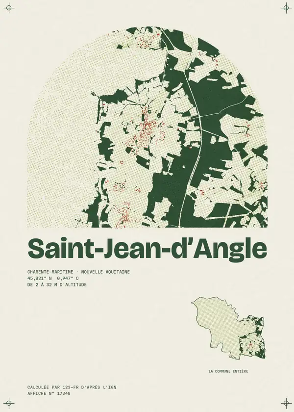 Affiche de Saint-Jean-d'Angle, calculée par 123-fr d'après l'IGN