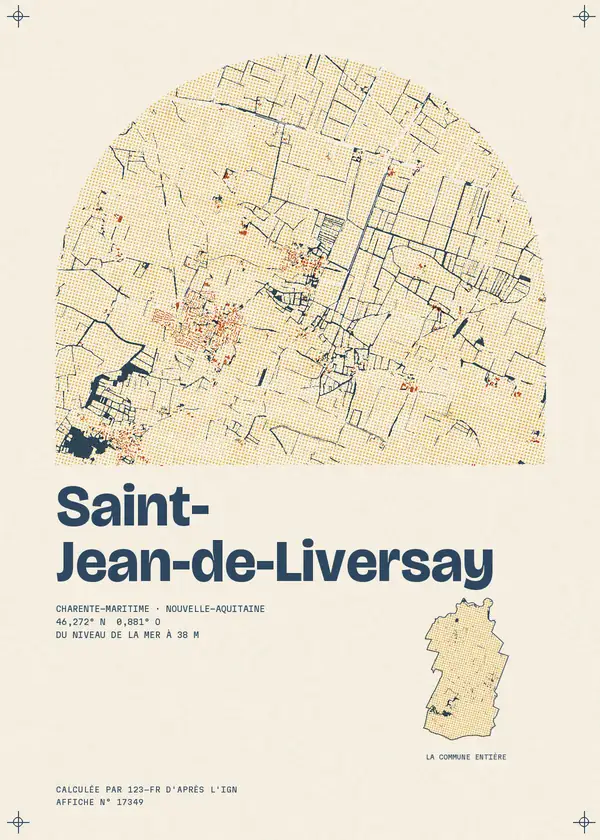 Affiche de Saint-Jean-de-Liversay, calculée par 123-fr d'après l'IGN