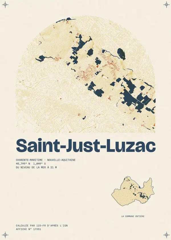 Affiche de Saint-Just-Luzac, calculée par 123-fr d'après l'IGN
