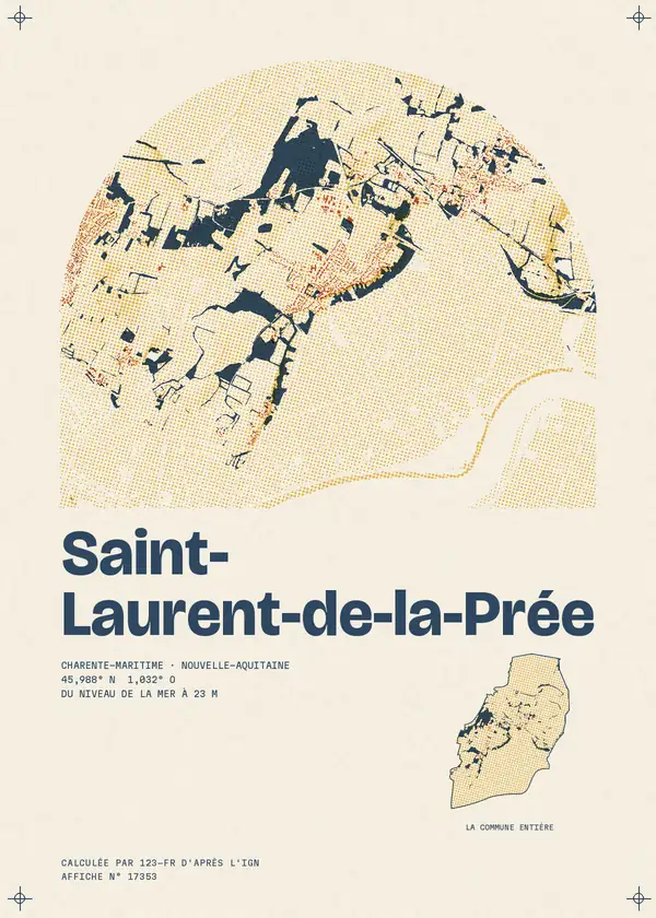 Affiche de Saint-Laurent-de-la-Prée, calculée par 123-fr d'après l'IGN