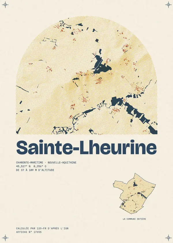 Affiche de Sainte-Lheurine, calculée par 123-fr d'après l'IGN