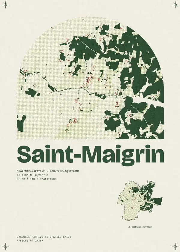 Affiche de Saint-Maigrin, calculée par 123-fr d'après l'IGN