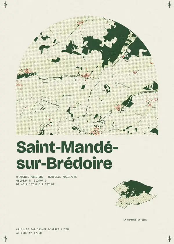 Affiche de Saint-Mandé-sur-Brédoire, calculée par 123-fr d'après l'IGN