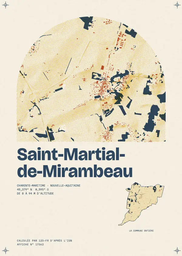 Affiche de Saint-Martial-de-Mirambeau, calculée par 123-fr d'après l'IGN