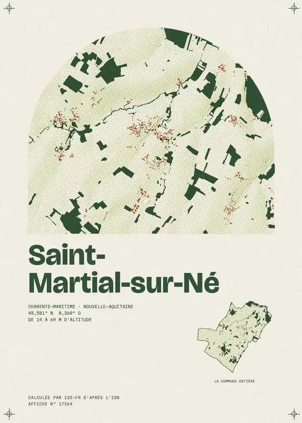 Affiche de Saint-Martial-sur-Né, calculée par 123-fr d'après l'IGN