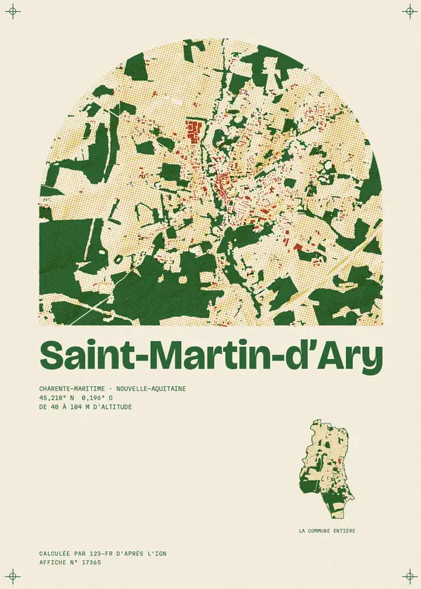 Affiche de Saint-Martin-d'Ary, calculée par 123-fr d'après l'IGN