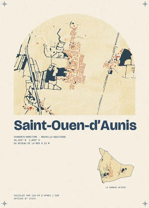 Affiche de Saint-Ouen-d'Aunis, calculée par 123-fr d'après l'IGN