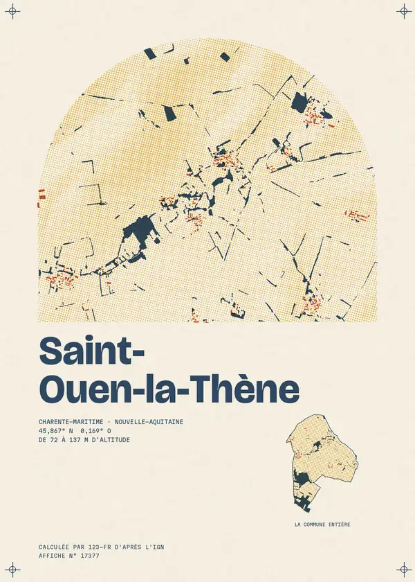 Affiche de Saint-Ouen-la-Thène, calculée par 123-fr d'après l'IGN
