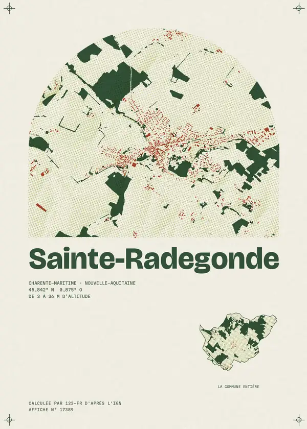 Affiche de Sainte-Radegonde, calculée par 123-fr d'après l'IGN