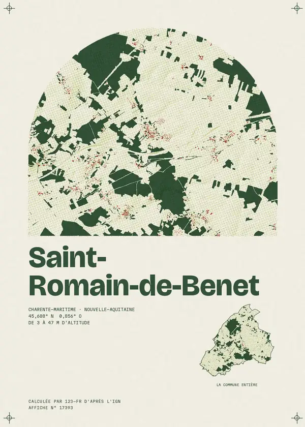Affiche de Saint-Romain-de-Benet, calculée par 123-fr d'après l'IGN