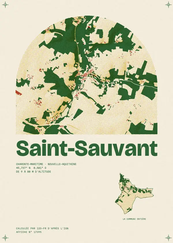 Affiche de Saint-Sauvant, calculée par 123-fr d'après l'IGN