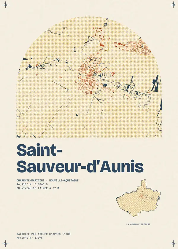 Affiche de Saint-Sauveur-d'Aunis, calculée par 123-fr d'après l'IGN