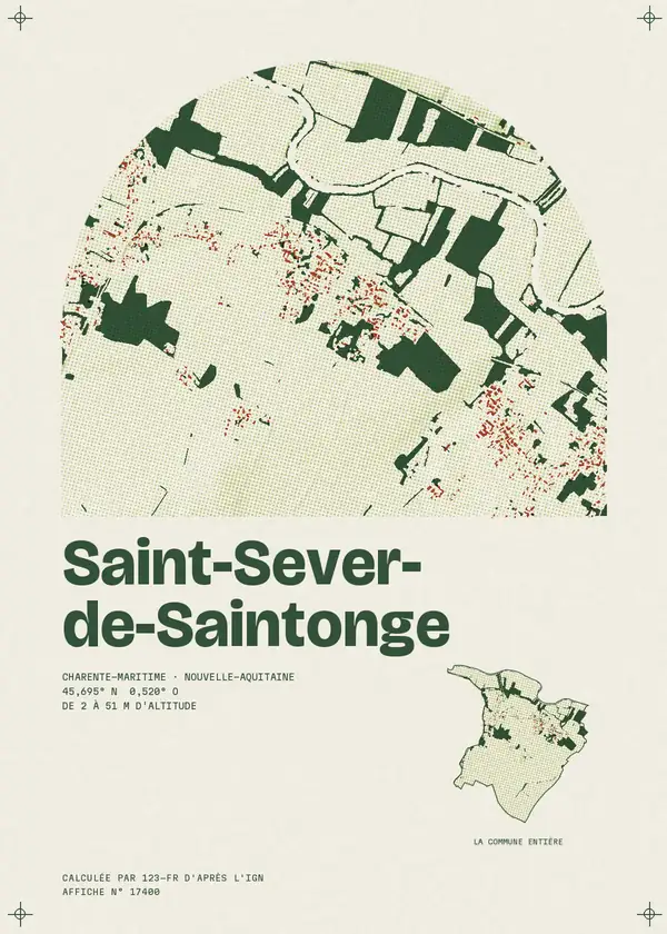Affiche de Saint-Sever-de-Saintonge, calculée par 123-fr d'après l'IGN