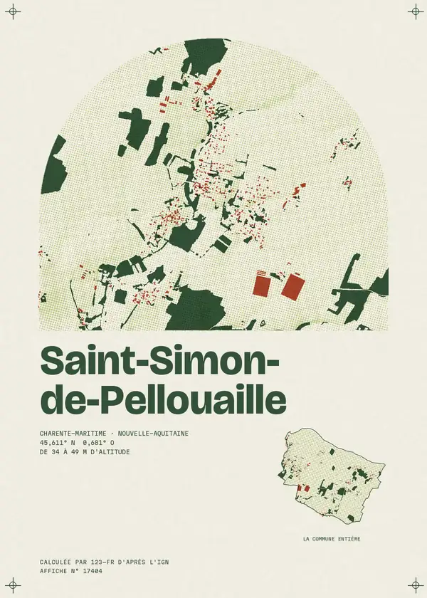 Affiche de Saint-Simon-de-Pellouaille, calculée par 123-fr d'après l'IGN
