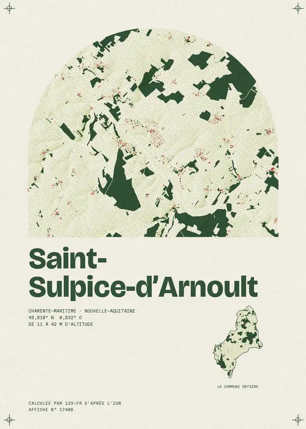 Affiche de Saint-Sulpice-d'Arnoult, calculée par 123-fr d'après l'IGN