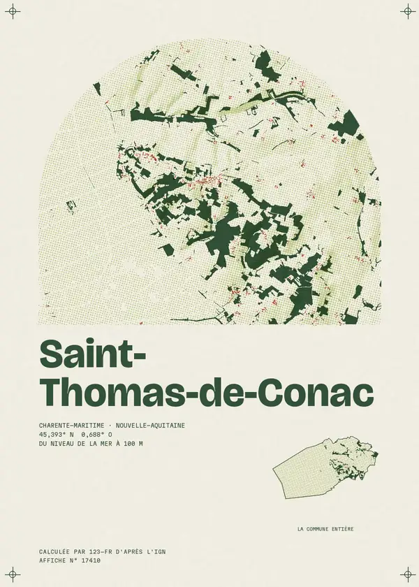 Affiche de Saint-Thomas-de-Conac, calculée par 123-fr d'après l'IGN