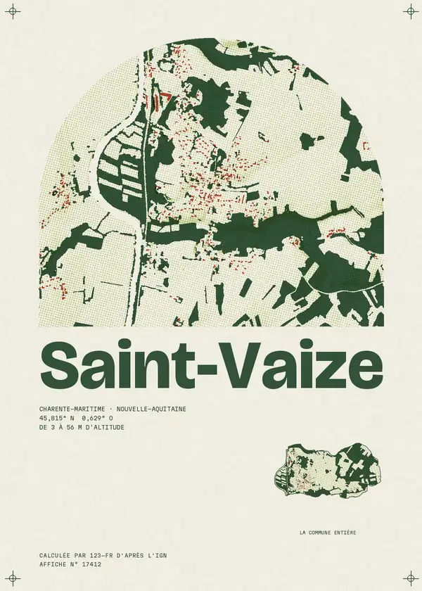 Affiche de Saint-Vaize, calculée par 123-fr d'après l'IGN