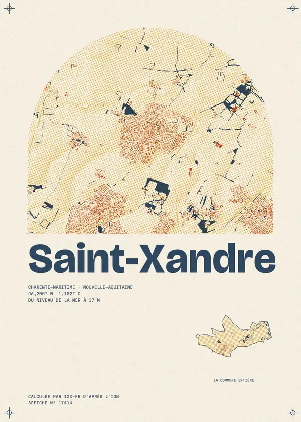 Affiche de Saint-Xandre, calculée par 123-fr d'après l'IGN