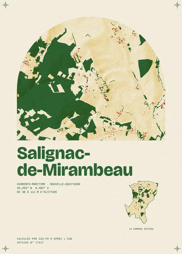 Affiche de Salignac-de-Mirambeau, calculée par 123-fr d'après l'IGN