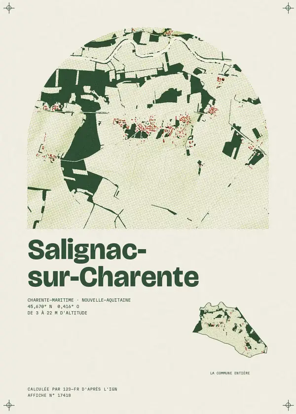 Affiche de Salignac-sur-Charente, calculée par 123-fr d'après l'IGN