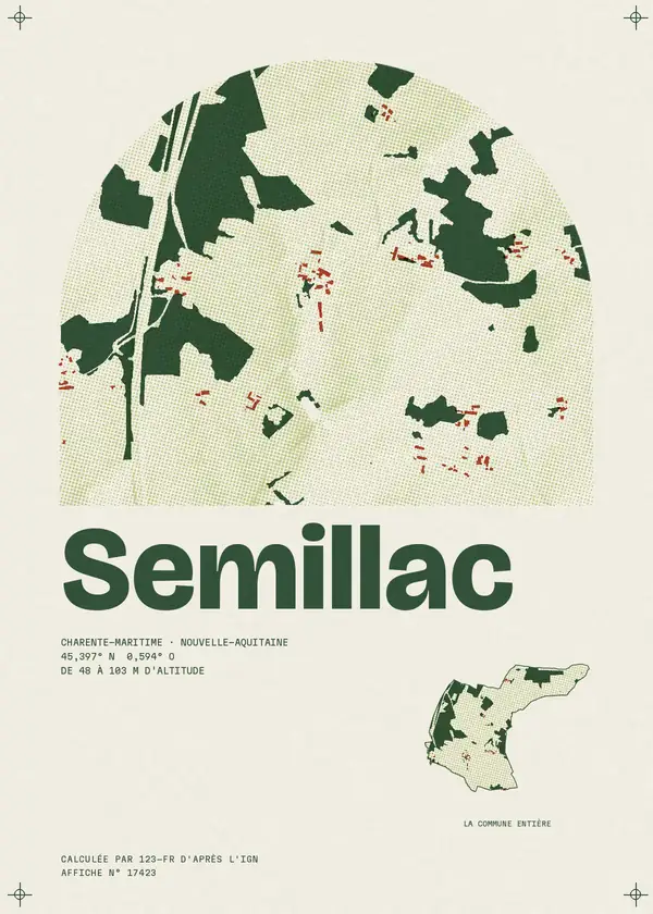 Affiche de Semillac, calculée par 123-fr d'après l'IGN