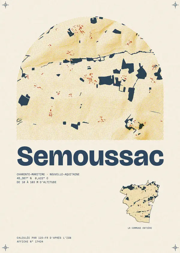 Affiche de Semoussac, calculée par 123-fr d'après l'IGN