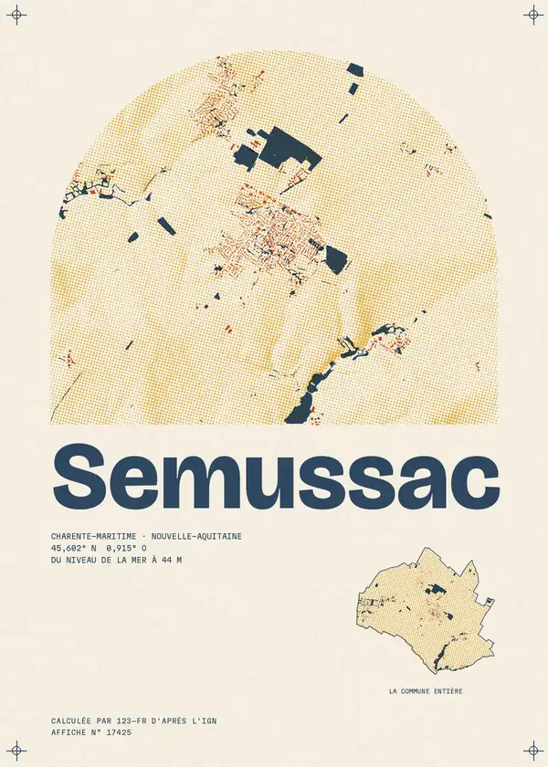 Affiche de Semussac, calculée par 123-fr d'après l'IGN