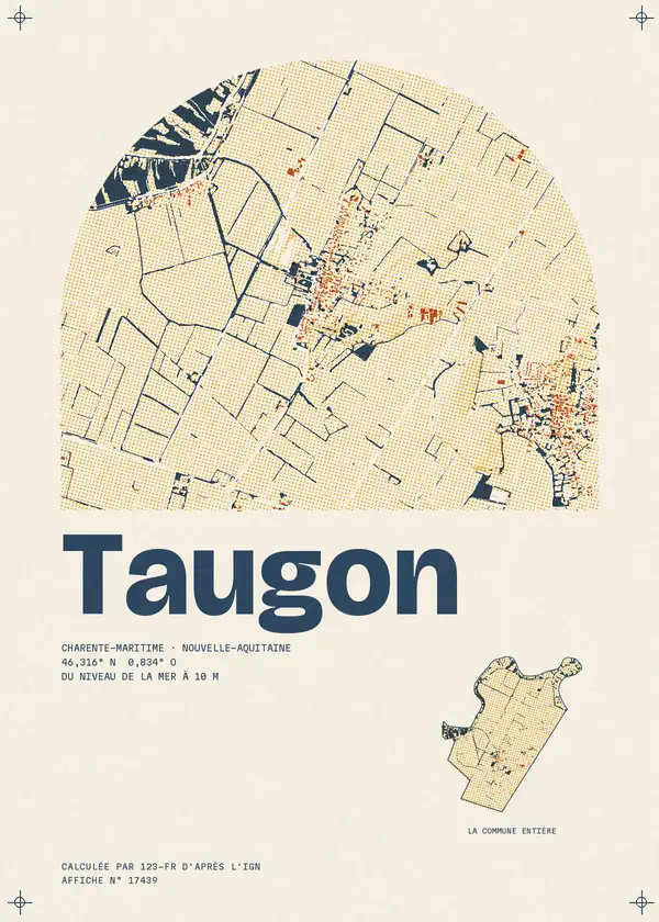 Affiche de Taugon, calculée par 123-fr d'après l'IGN