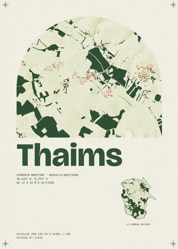 Affiche de Thaims, calculée par 123-fr d'après l'IGN